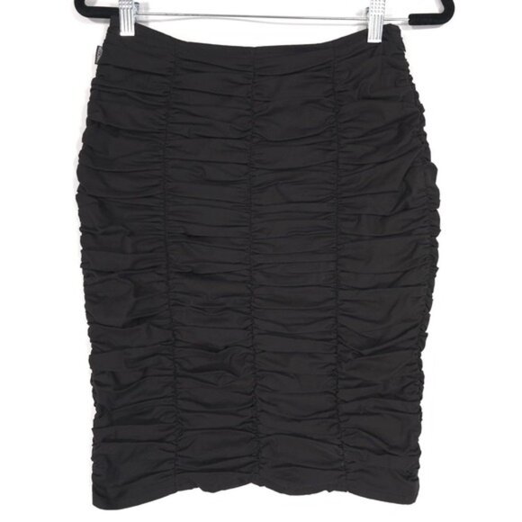 MOSCHINO ITALY🇮🇹MADE Women's Ruched Skirt 8 Black Stretch Cotton W‎ G 160 00 - Picture 1 of 11